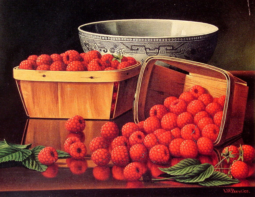 Baskets of Raspberries by Levi Wells Prentice,A3(16x12")Poster
