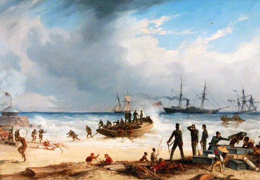 Landing in Surf at Algoa Bay, Cape of Good Hope, 30 March 1852, vintage artwork by Thomas Baines, A3 (16x12") Poster Print