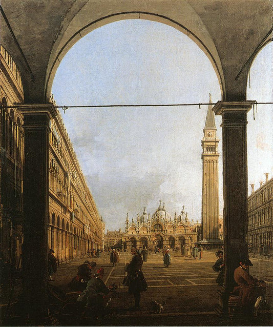 Piazza San Marco, Looking East, vintage artwork by Canaletto, 12x8" (A4) Poster
