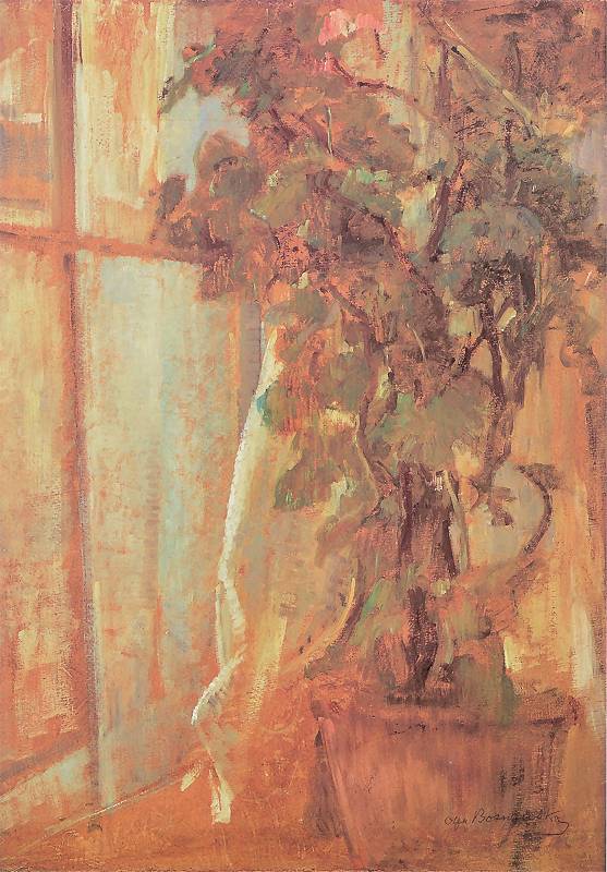 Flowers by  the Window, vintage artwork by Olga Boznańska, 12x8" (A4) Poster