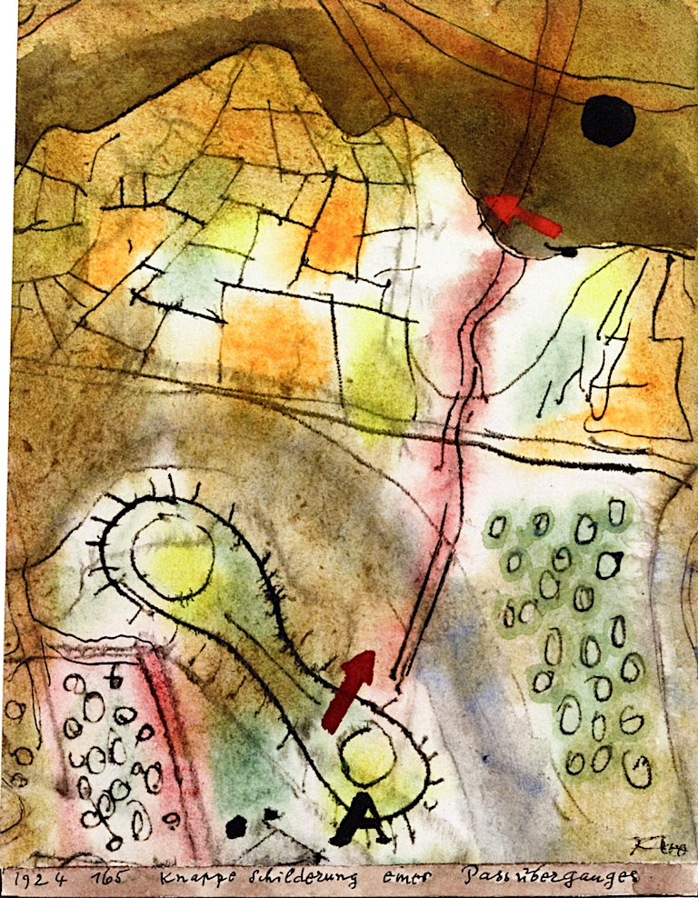 Brief Description of a Mountain Pass, vintage artwork by Paul Klee, 12x8" (A4) Poster