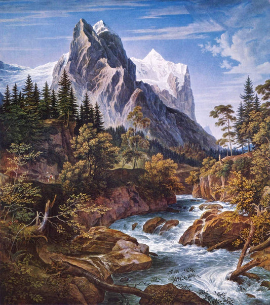 The Wetterhorn from the Rosenlaui, vintage artwork by Joseph Anton Koch, 12x8" (A4) Poster