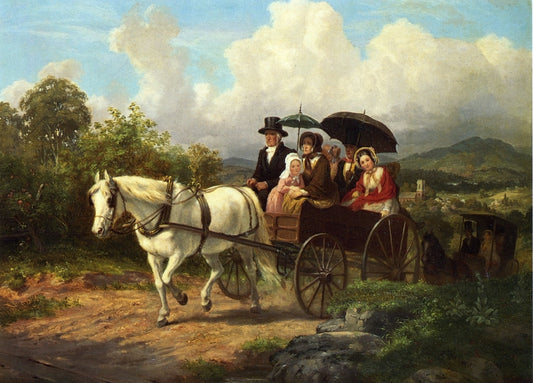 Return from Meeting, vintage artwork by Johannes Adam Simon Oertel, 12x8" (A4) Poster