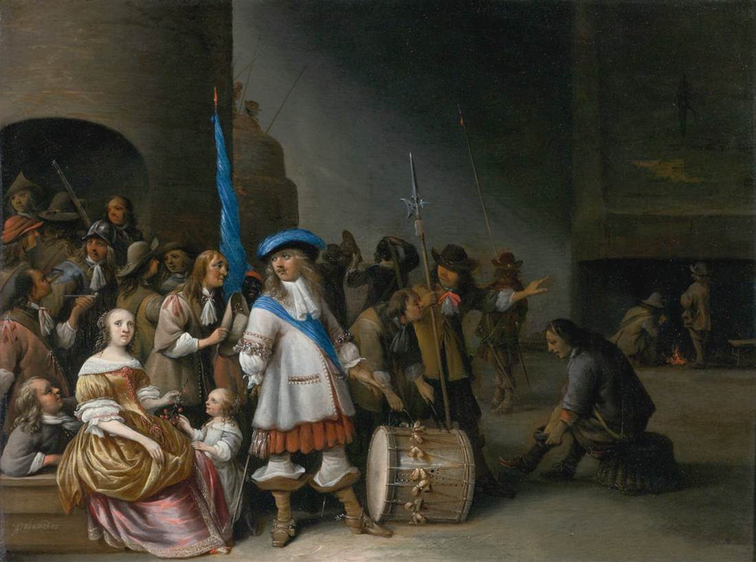 Interior of a Guardroom, vintage artwork by Anthonie Palamedesz, 12x8" (A4) Poster