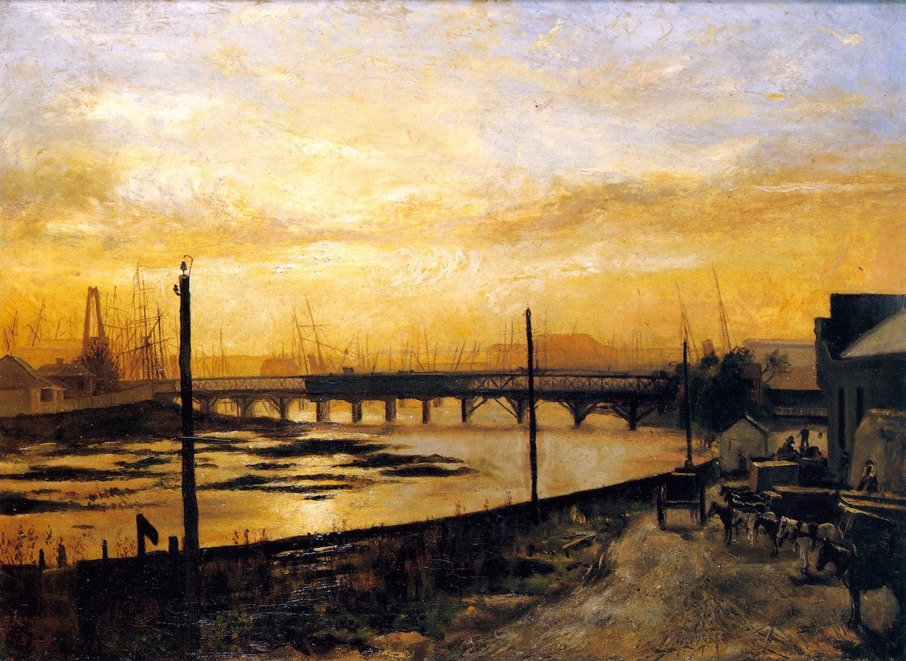 Falls Bridge, Melbourne, vintage artwork by Frederick McCubbin, 12x8" (A4) Poster