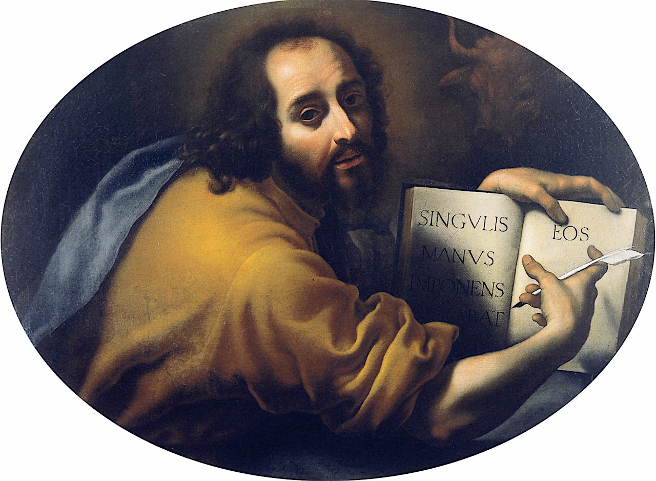 Dr. Antonio Lorenzi in the Guise of Saint Luke, vintage artwork by Carlo Dolci, 12x8" (A4) Poster