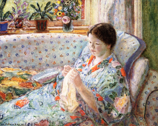 The Chinese Robe, vintage artwork by Frederick Carl Frieseke, 12x8" (A4) Poster