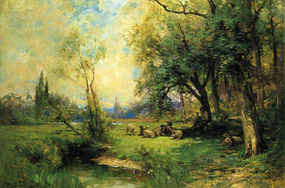 Green Pastures and Still Waters, vintage artwork by George Henry Smillie, 12x8" (A4) Poster