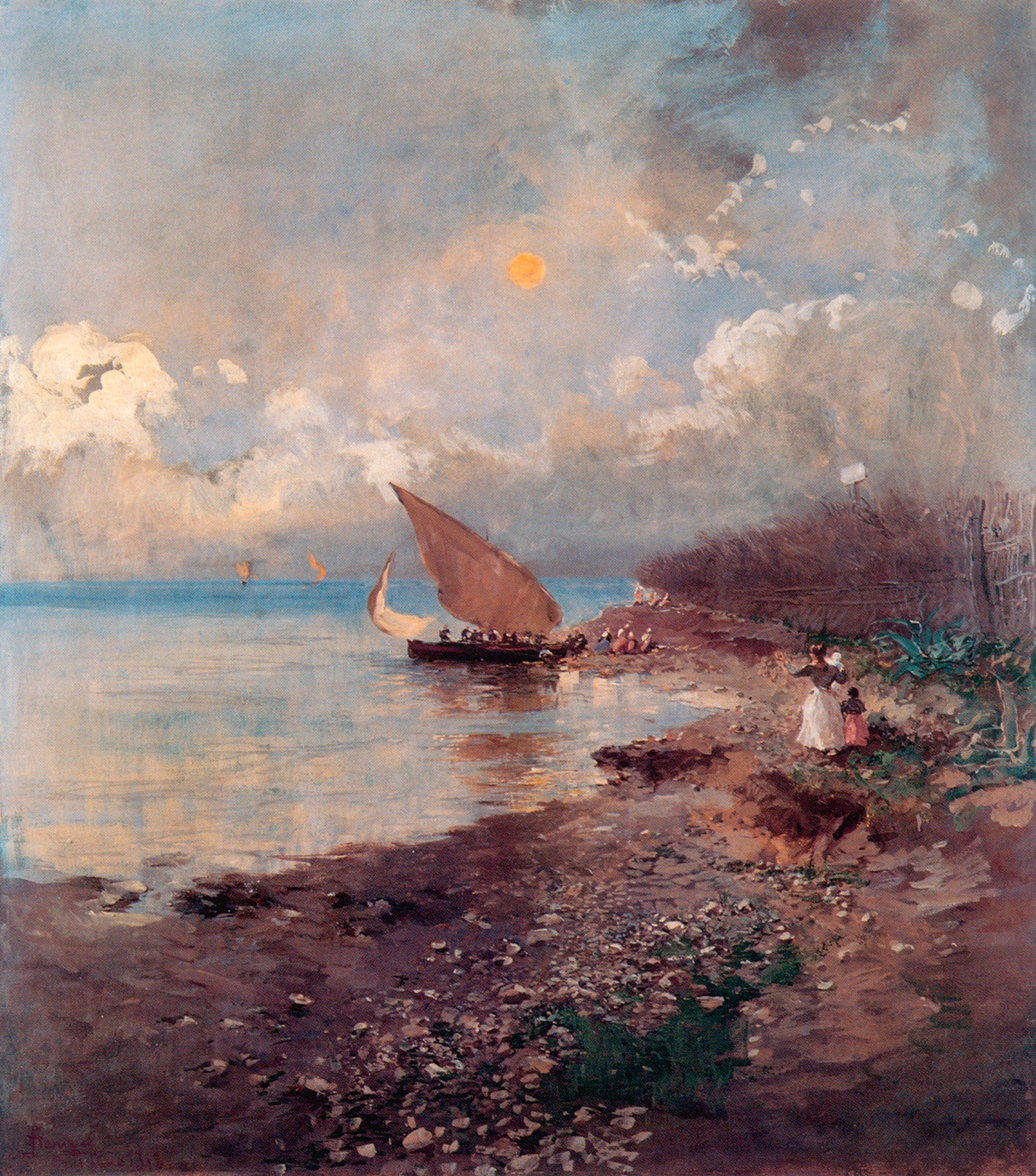 Back From Fishing by Pompeo Mariani,A3(16x12")Poster