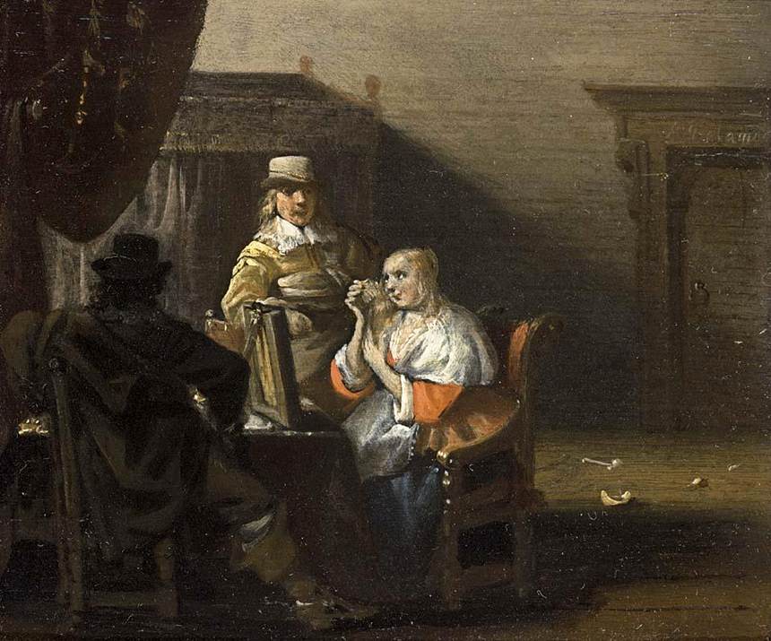 Scene in a Brothel, vintage artwork by Anthonie Palamedesz, 12x8" (A4) Poster