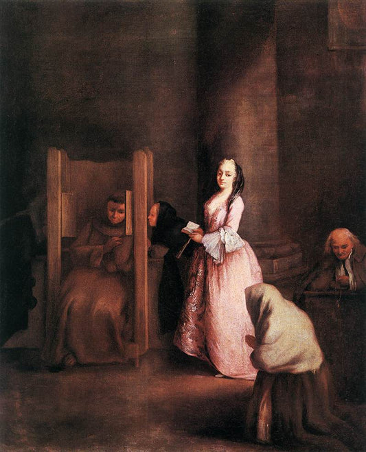 The Confession, vintage artwork by Pietro Longhi, 12x8" (A4) Poster