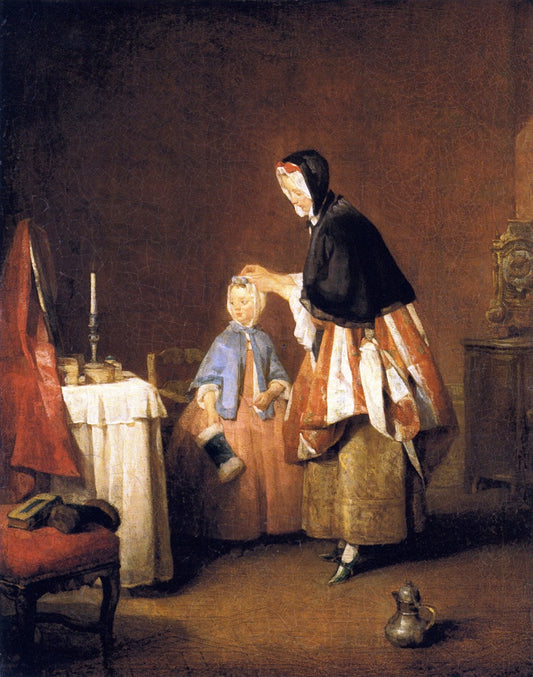 The Morning Toilet, vintage artwork by Jean-Baptiste-Simeon Chardin, 12x8" (A4) Poster