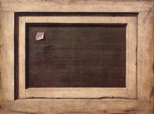 Trompe l'oeil: The Reverse of a Framed Painting, vintage artwork by Cornelis Norbertus Gysbrechts, 12x8" (A4) Poster