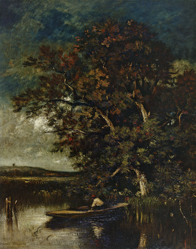 Large Trees at Water's Edge, vintage artwork by Jules Dupre, A3 (16x12") Poster Print