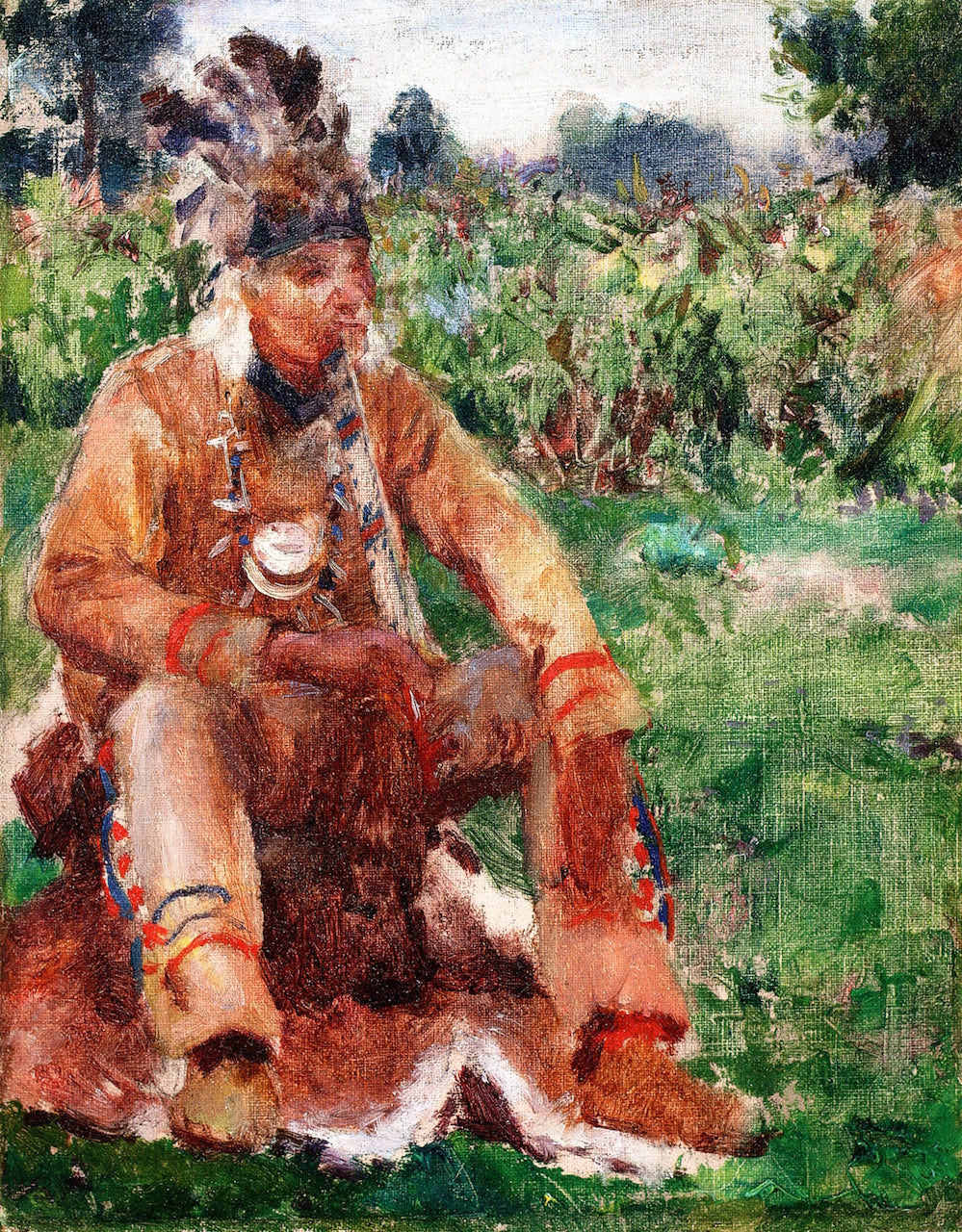 The Pipe of Peace, vintage artwork by William Blair Bruce, 12x8" (A4) Poster