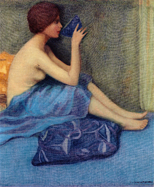 The Blue Bowl, vintage artwork by Frederick Carl Frieseke, 12x8" (A4) Poster