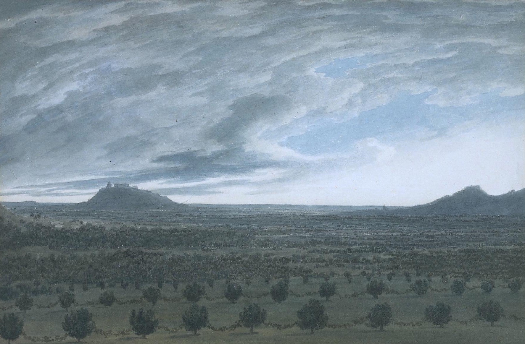 View from Mirabella, vintage artwork by John Robert Cozens, 12x8" (A4) Poster