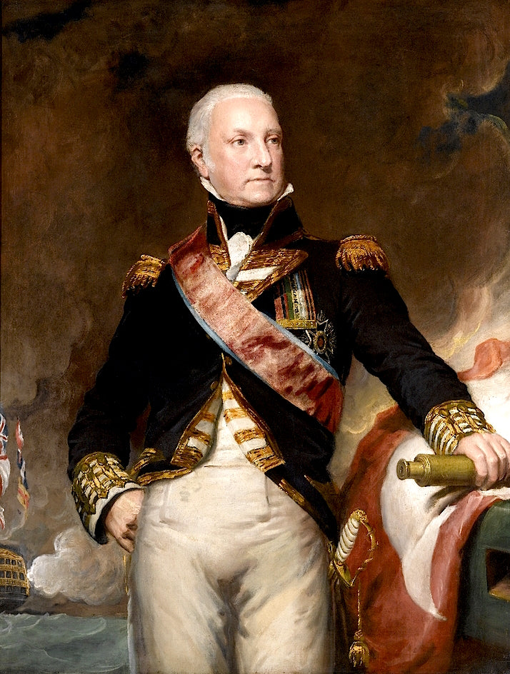 Admiral Edward Pellew, 1st Viscount Exmouth, vintage artwork by Samuel Drummond, 12x8" (A4) Poster