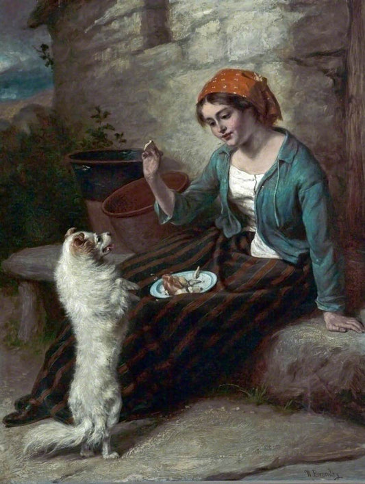 Life Study, Girl and Dog, vintage artwork by William Bromley, III, A3 (16x12") Poster Print