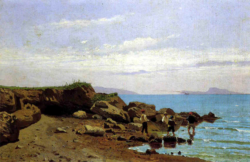 View of Laguna, vintage artwork by Guglielmo Ciardi, 12x8" (A4) Poster