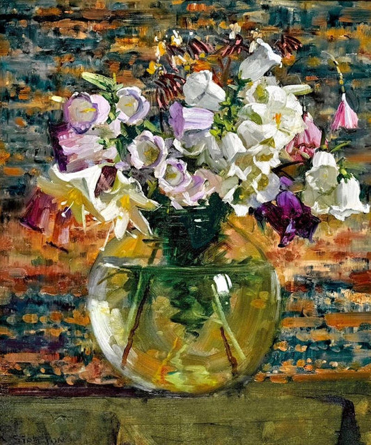 Lilies and Bells, vintage artwork by Sir Arthur Streeton, 12x8" (A4) Poster
