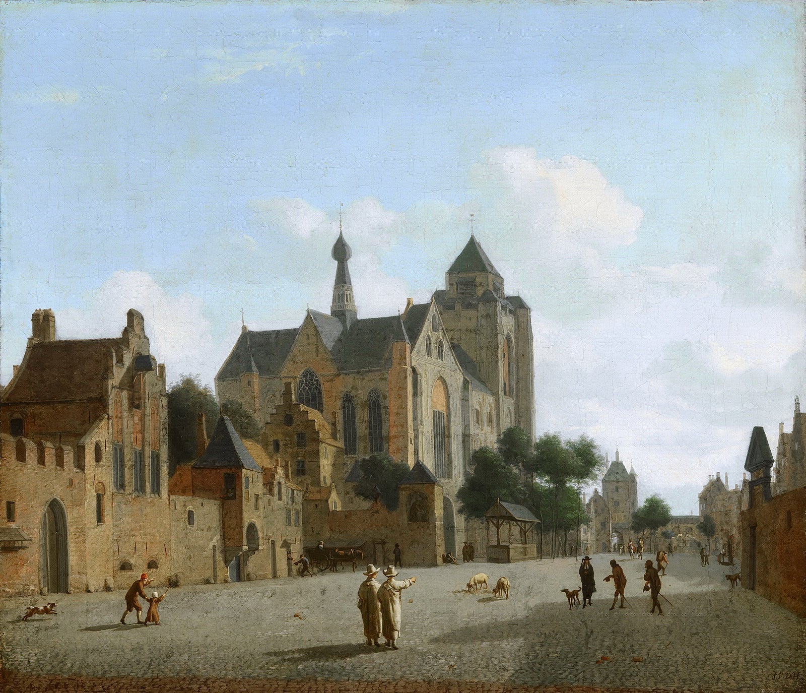 The church at Veere, vintage artwork by Jan van der Heyden, 12x8" (A4) Poster
