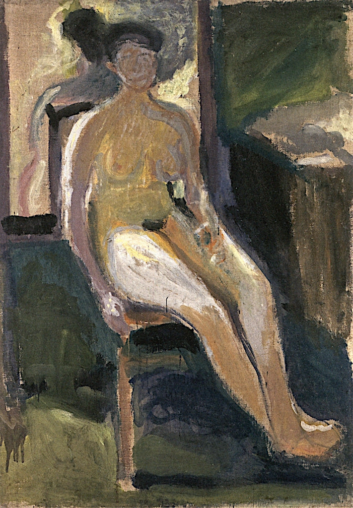 Seated Woman, Nude, vintage artwork by Richard Gerstl, 12x8" (A4) Poster