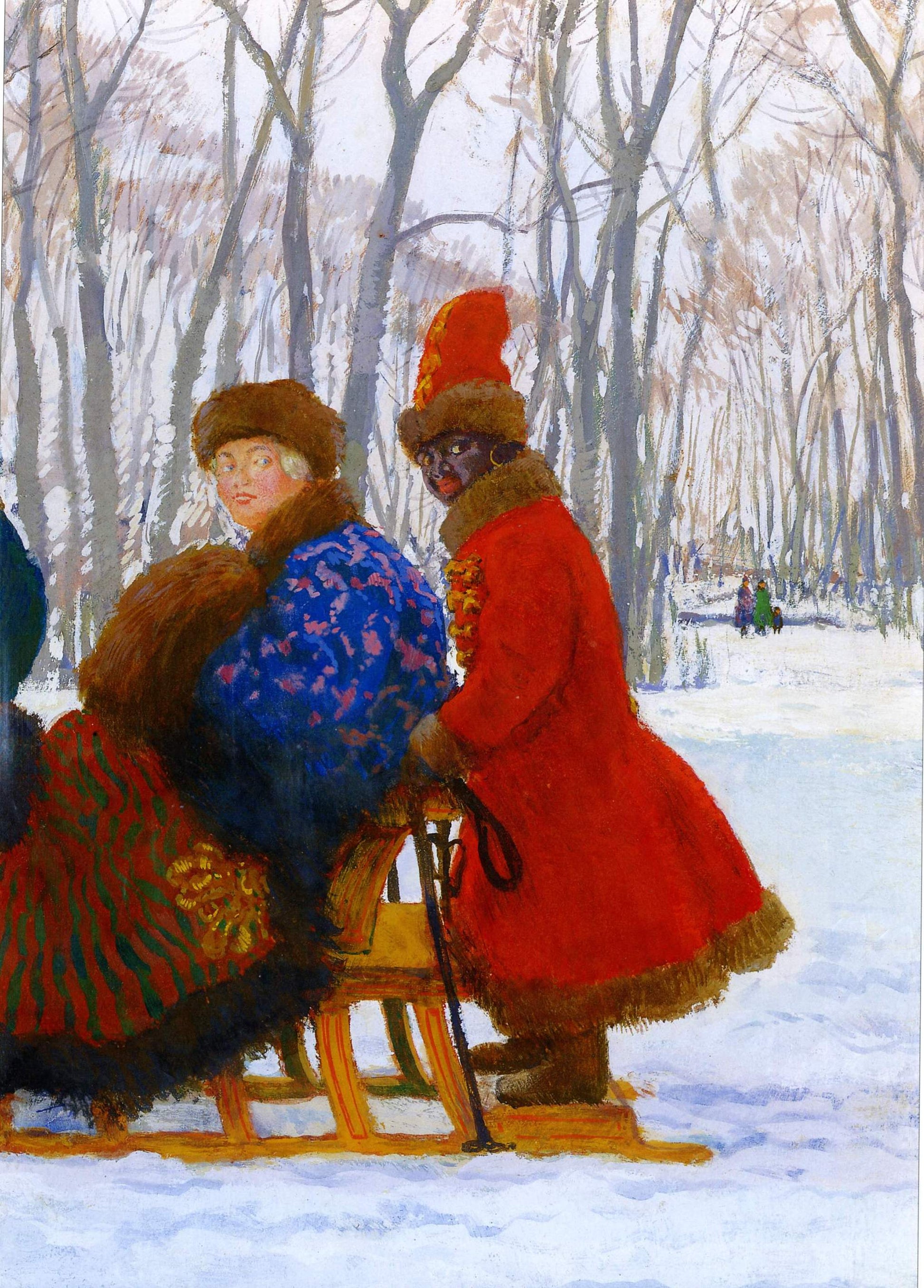 The Promenade of Empress Elizaveta Petrovna, vintage artwork by Evgeny Lanceray, 12x8" (A4) Poster