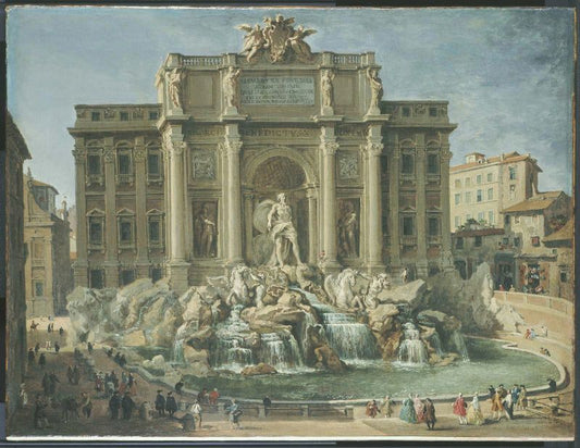 Fountain of Trevi, Rome, vintage artwork by Giovanni Paolo Panini, 12x8" (A4) Poster