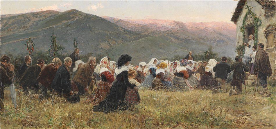 Mountain Procession by Mariano Barbasan Lagueruela,A3(16x12")Poster