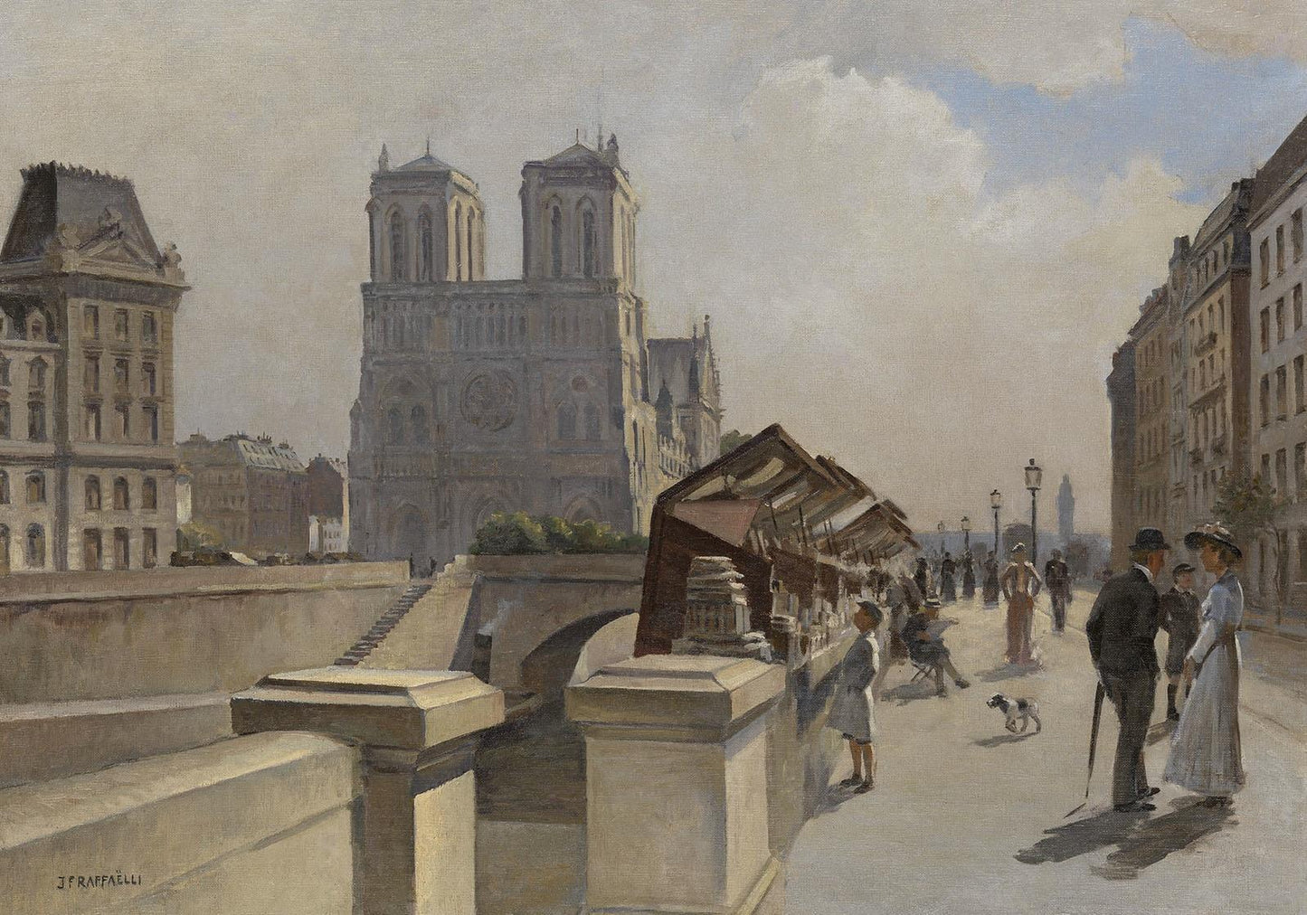 Notre Dame du Boulevard Quai des Grand Augustins, vintage artwork by Jean-François Raffaëlli, 12x8" (A4) Poster