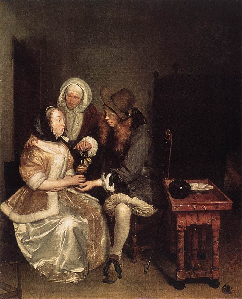 The Glass of Lemonade, vintage artwork by Gerard ter Borch, 12x8" (A4) Poster
