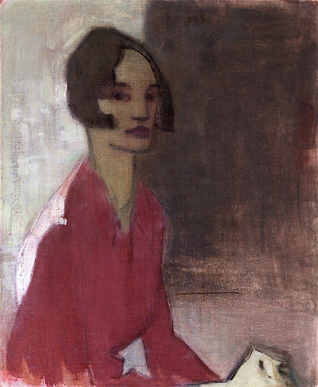 Brown Eyes, vintage artwork by Helene Schjerfbeck, 12x8" (A4) Poster