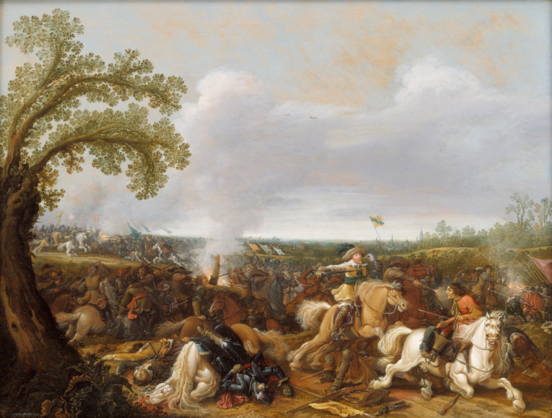 King Gustav Adolf II of Sweden in the Battle of Lutzen, 1632, vintage artwork by Jan Asselijn, 12x8" (A4) Poster