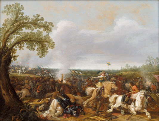 King Gustav Adolf II of Sweden in the Battle of Lutzen, 1632, vintage artwork by Jan Asselijn, 12x8" (A4) Poster