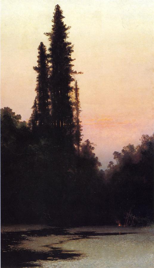 Landscape with a House near a Lake, vintage artwork by Julian Walbridge Rix, 12x8" (A4) Poster