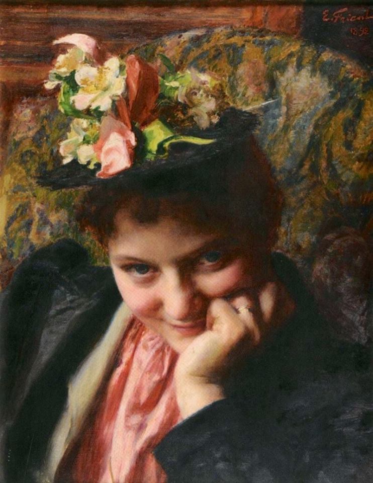 The Flowered Hat by emile Friant,A3(16x12")Poster