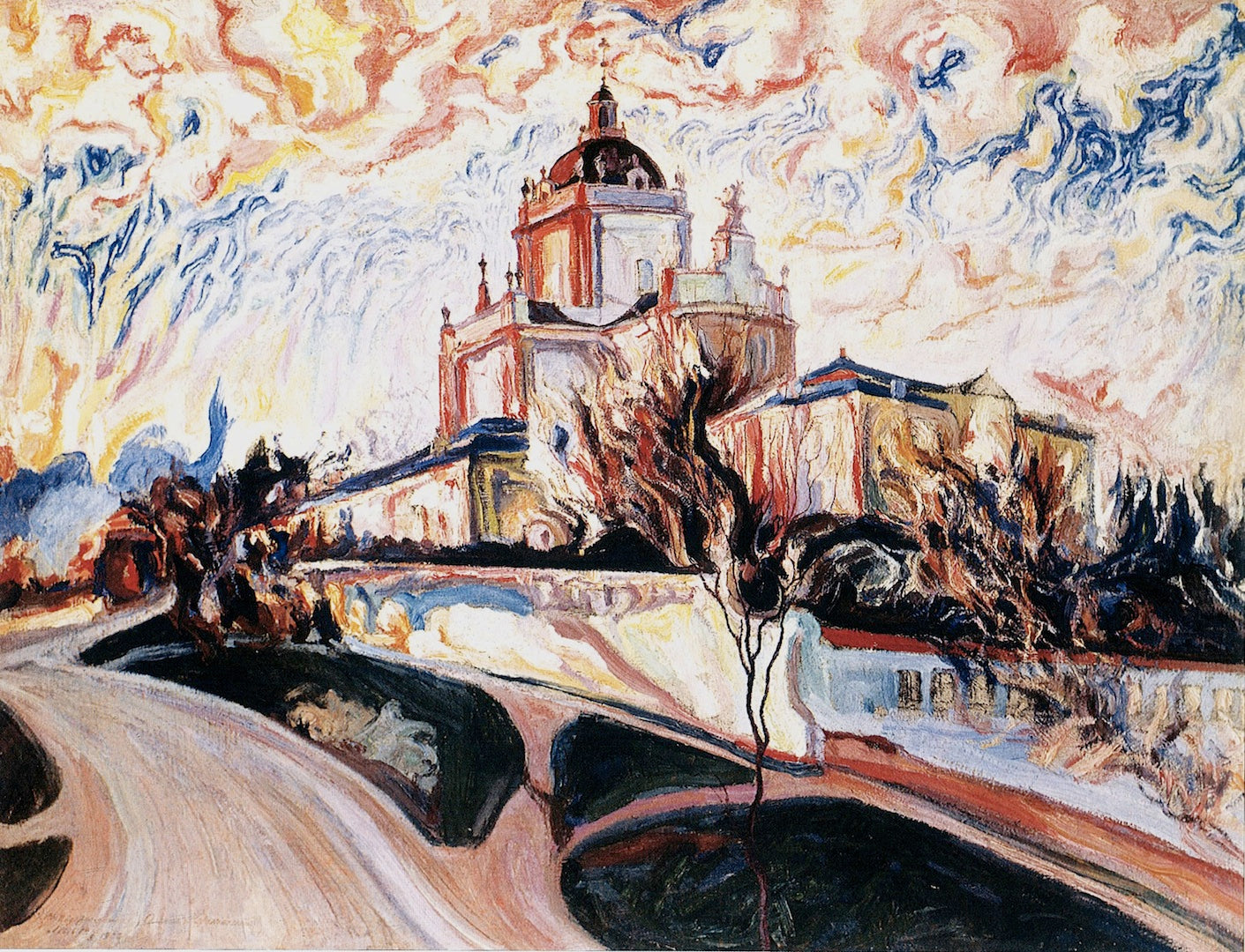 Church at Sunset, vintage artwork by Oleksa Novakovsky, 12x8" (A4) Poster