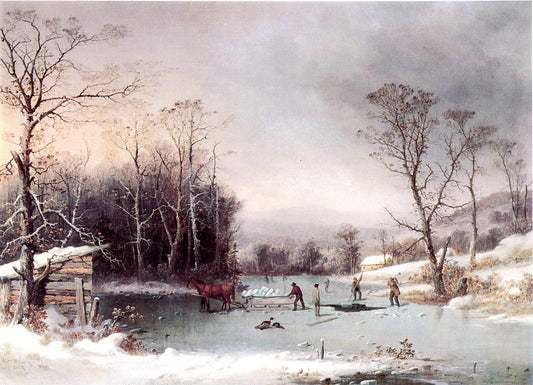 Winter in the Country, Getting ice, vintage artwork by George Henry Durrie, A3 (16x12") Poster Print