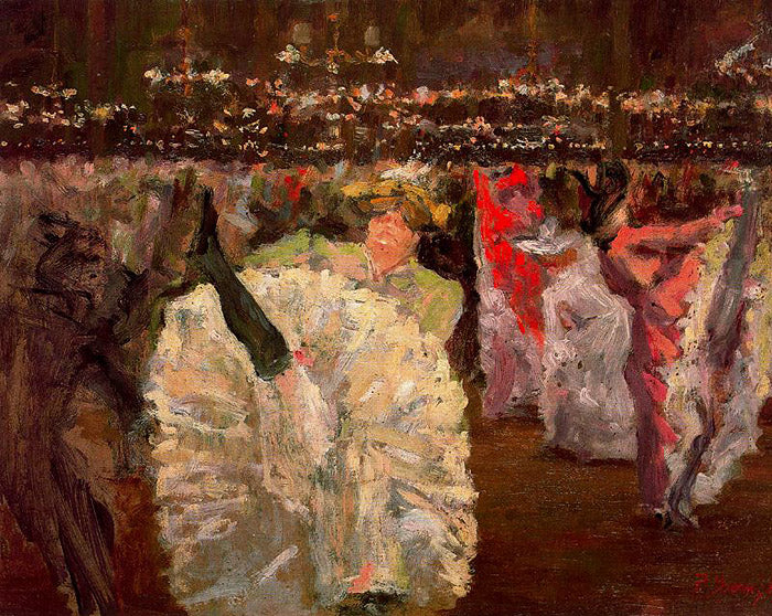 The Cancan in the Moulin Rouge, vintage artwork by Pere Ysern i Alie, 12x8" (A4) Poster