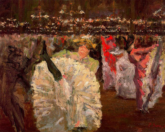 The Cancan in the Moulin Rouge, vintage artwork by Pere Ysern i Alie, 12x8" (A4) Poster