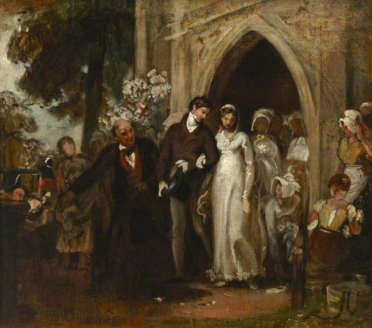 The Village Wedding, Watley Abbey, vintage artwork by Georges Heming Mason, A3 (16x12") Poster Print