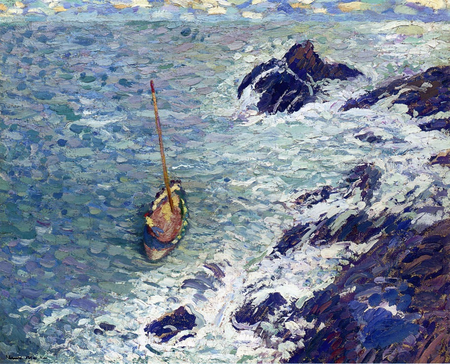Boat near Cliffs, vintage artwork by Henri Martin, 12x8" (A4) Poster