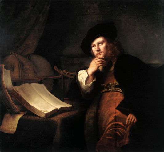 A Scholar at His Desk, vintage artwork by Ferdinand Bol, 12x8" (A4) Poster
