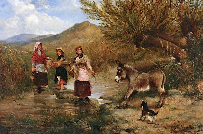 The Reluctant Donkey, vintage artwork by Edgar Bundy, 12x8" (A4) Poster