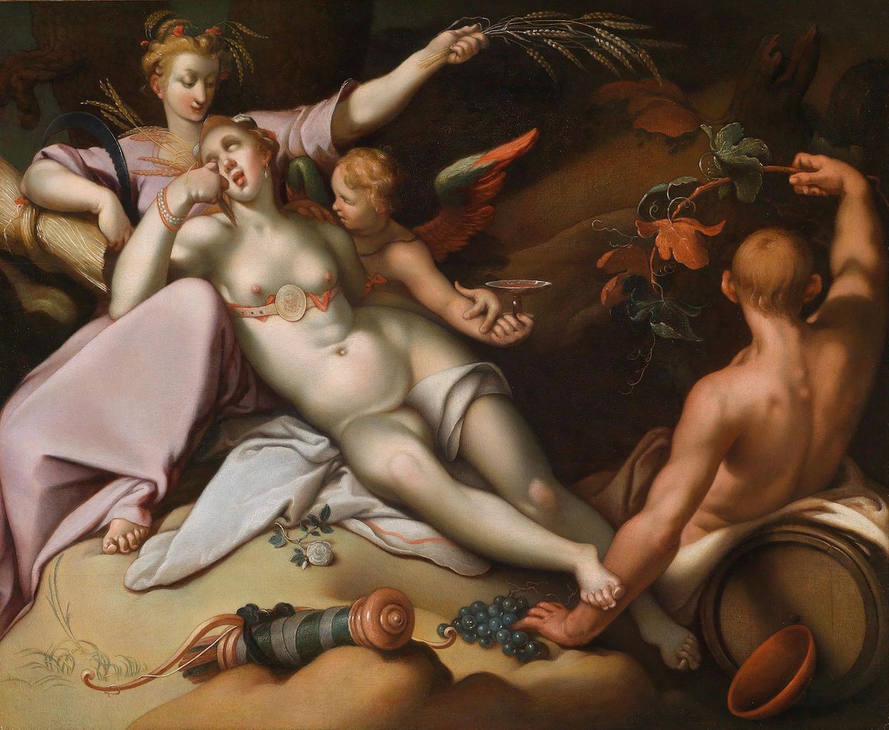 Sine Baccho et Cenere friget Venus, vintage artwork by Abraham Bloemaert, 12x8" (A4) Poster