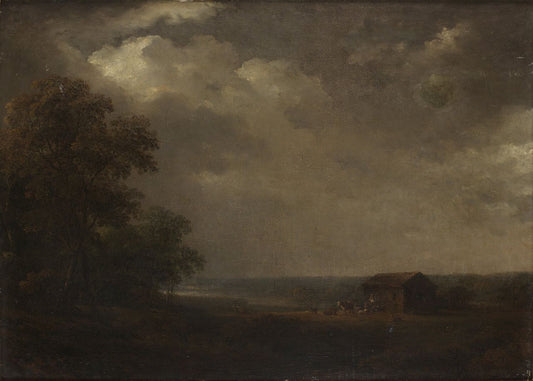 Landscape with houses and livestock, vintage artwork by Carl Johan Fahlcrantz, 12x8" (A4) Poster