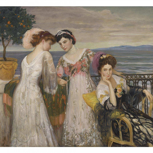 Le beau monde, Biarritz, vintage artwork by Henry Caro-Delvaille, 12x8" (A4) Poster