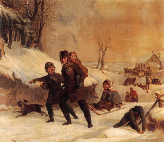 Playing in the Snow, vintage artwork by Thompkins H Matteson, A3 (16x12") Poster Print