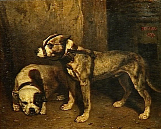 Bulldog and Scottish Terrier, vintage artwork by Alexandre-Gabriel Decamps, A3 (16x12") Poster Print